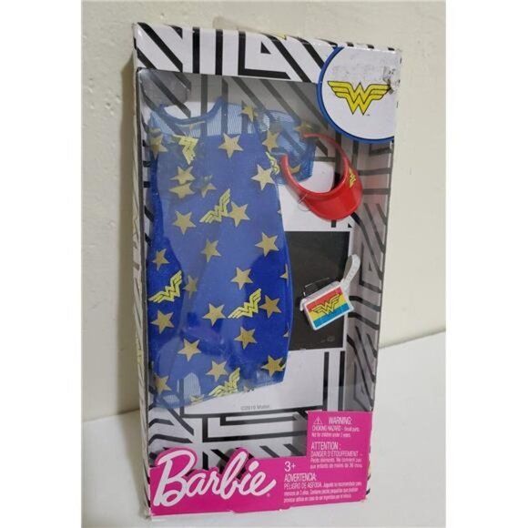 Mattel Barbie DC Comics Wonder Woman Fashion Pack Blue Dress Gold Stars - Picture 4 of 5